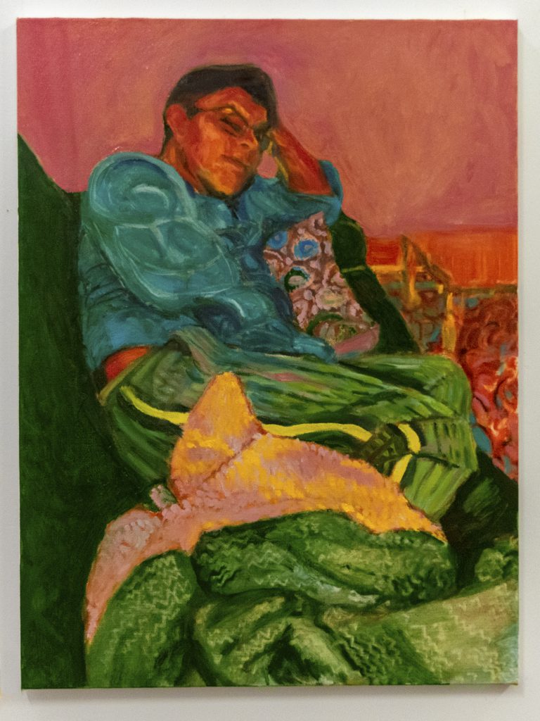 Ari reclining at night, 2020 Oil on canvas, 24" x 18"